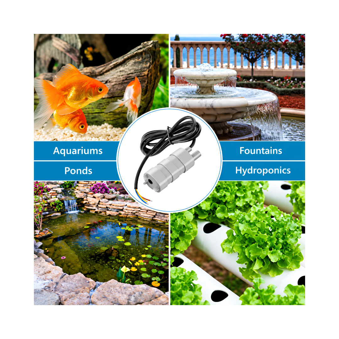 12 Volt Utility Shower Pump, compact 12V DC submersible water pump with 10mm outlet, up to 11 L/min flow and 5m maximum head for camping showers, caravans, jerry cans and portable water transfer.