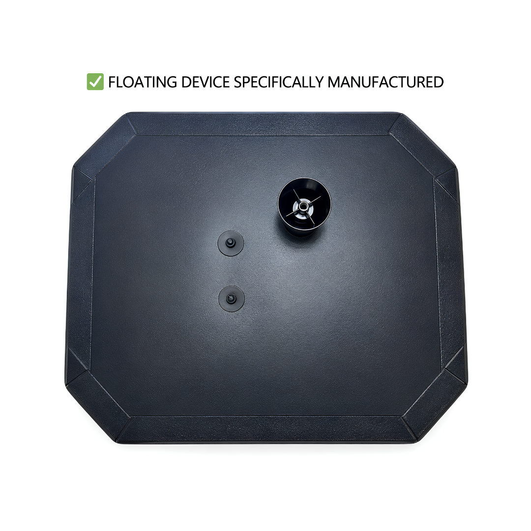 Waterhouse Smart Aerator Floating Fountain with included WH30000 submersible pump and interchangeable fountain spray heads, designed to improve water circulation and aeration in residential ponds, golf course dams, lakes and public park water features while creating decorative fountain displays.