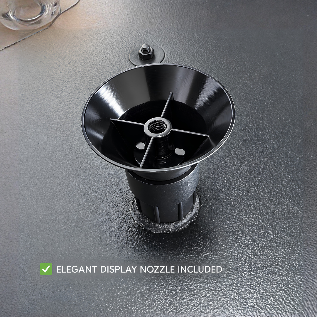 Waterhouse Smart Aerator Floating Fountain with included WH30000 submersible pump and interchangeable fountain spray heads, designed to improve water circulation and aeration in residential ponds, golf course dams, lakes and public park water features while creating decorative fountain displays.