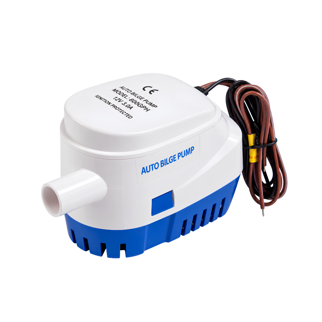 12V automatic submersible bilge pump with built-in switch, 2838L/h flow and 4m maximum head for boats and clean water drainage