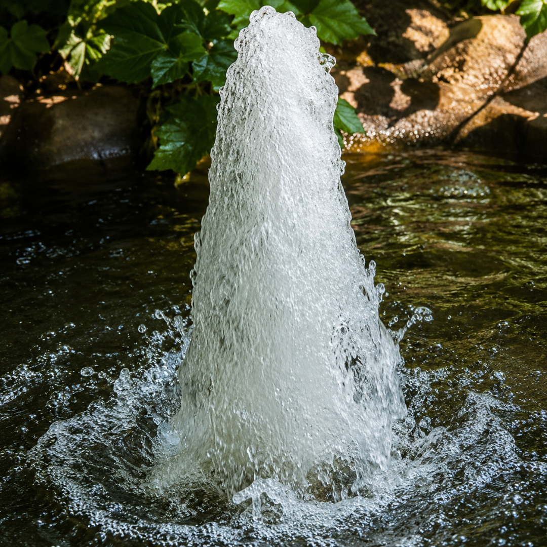 Bubbler Fountain Nozzle for aerated water effects in ponds, garden fountains and decorative water features