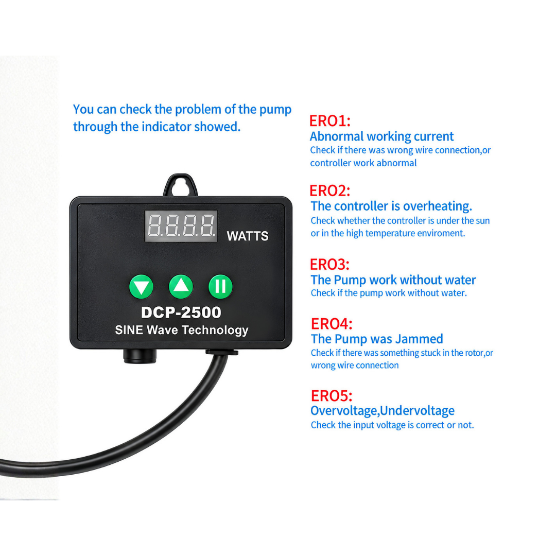 Jebao DC Sine Wave Marine Water Pump DCP-15000 and DCP-20000 with adjustable flow controller, energy-efficient DC motor and dry-run protection for marine aquariums, freshwater systems and ponds.
