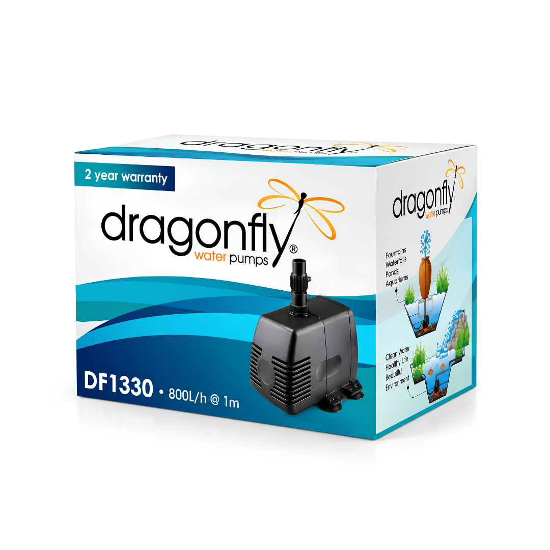 Dragonfly DF1330 1400L/h submersible pond and fountain water pump with 2m maximum head height for water features, ponds and fountains