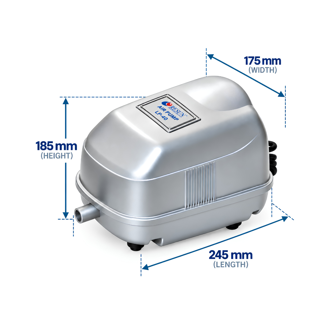 LP40 low noise high pressure 35W air pump for koi ponds, aquariums and pond aeration systems with 50 L/min air flow