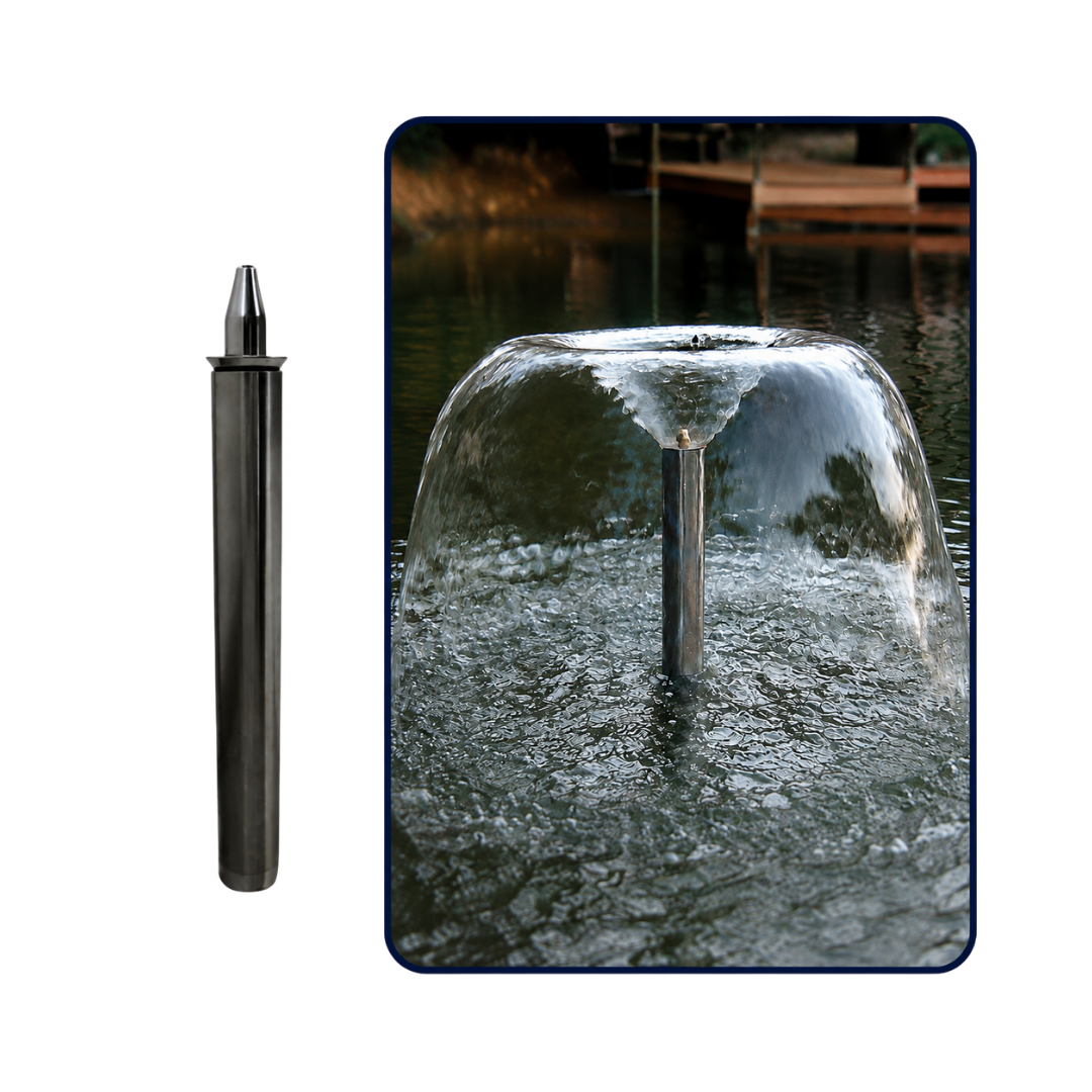 Stainless Steel Morning Glory Fountain Nozzle for wide water-film effects, ponds, lakes and decorative water features
