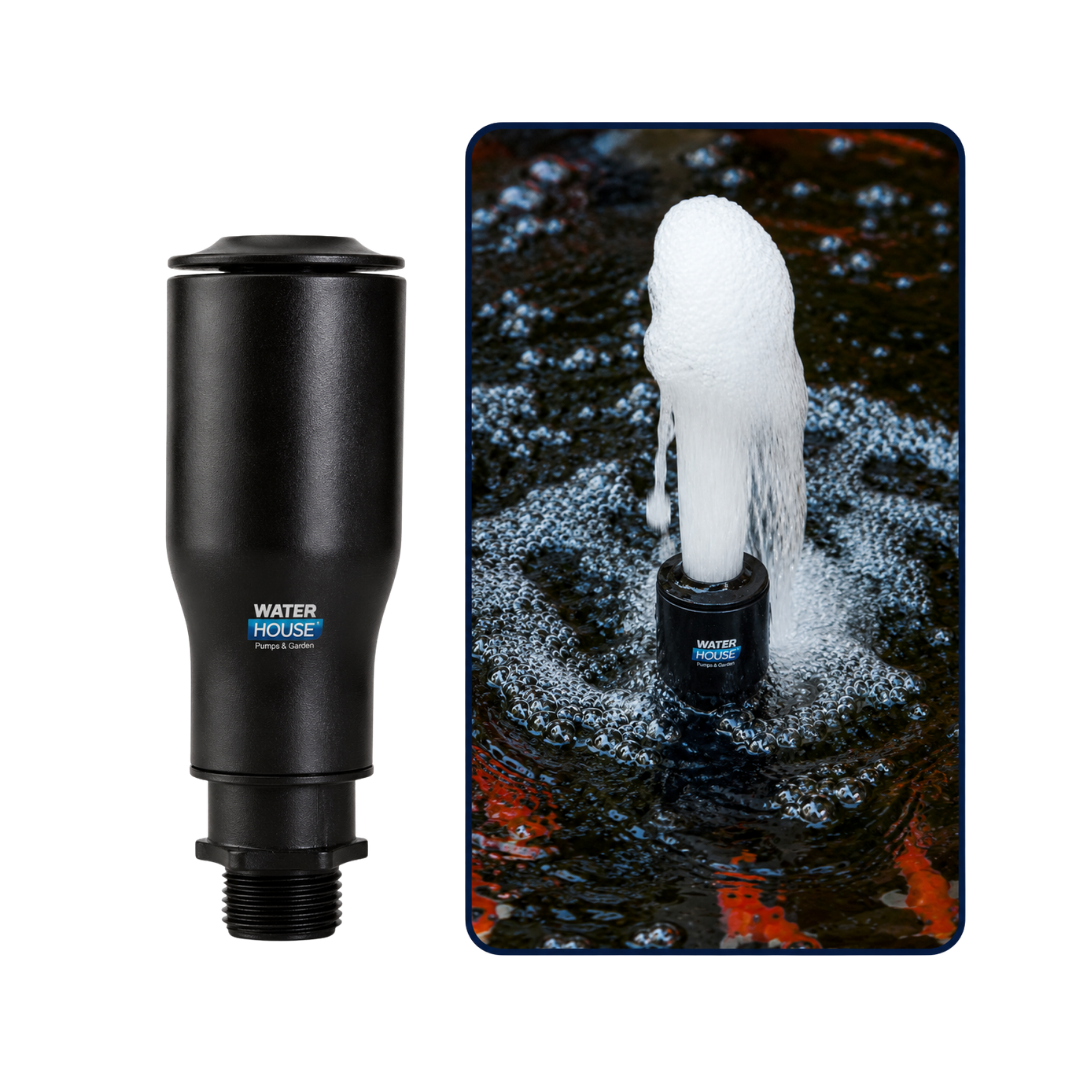 Plastic Bubbler Foam Jet Fountain Nozzle for creating aerated frothy water displays in ponds, garden fountains and decorative water features