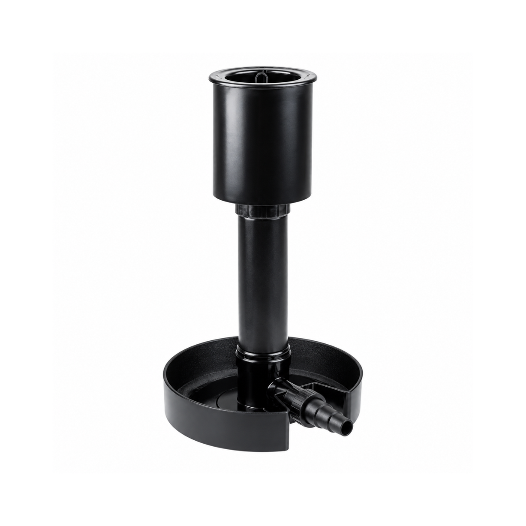 Mechanical pond leaf skimmer with telescopic floating suction head, removable debris basket and 20–40mm connection for ponds up to 25 square metres