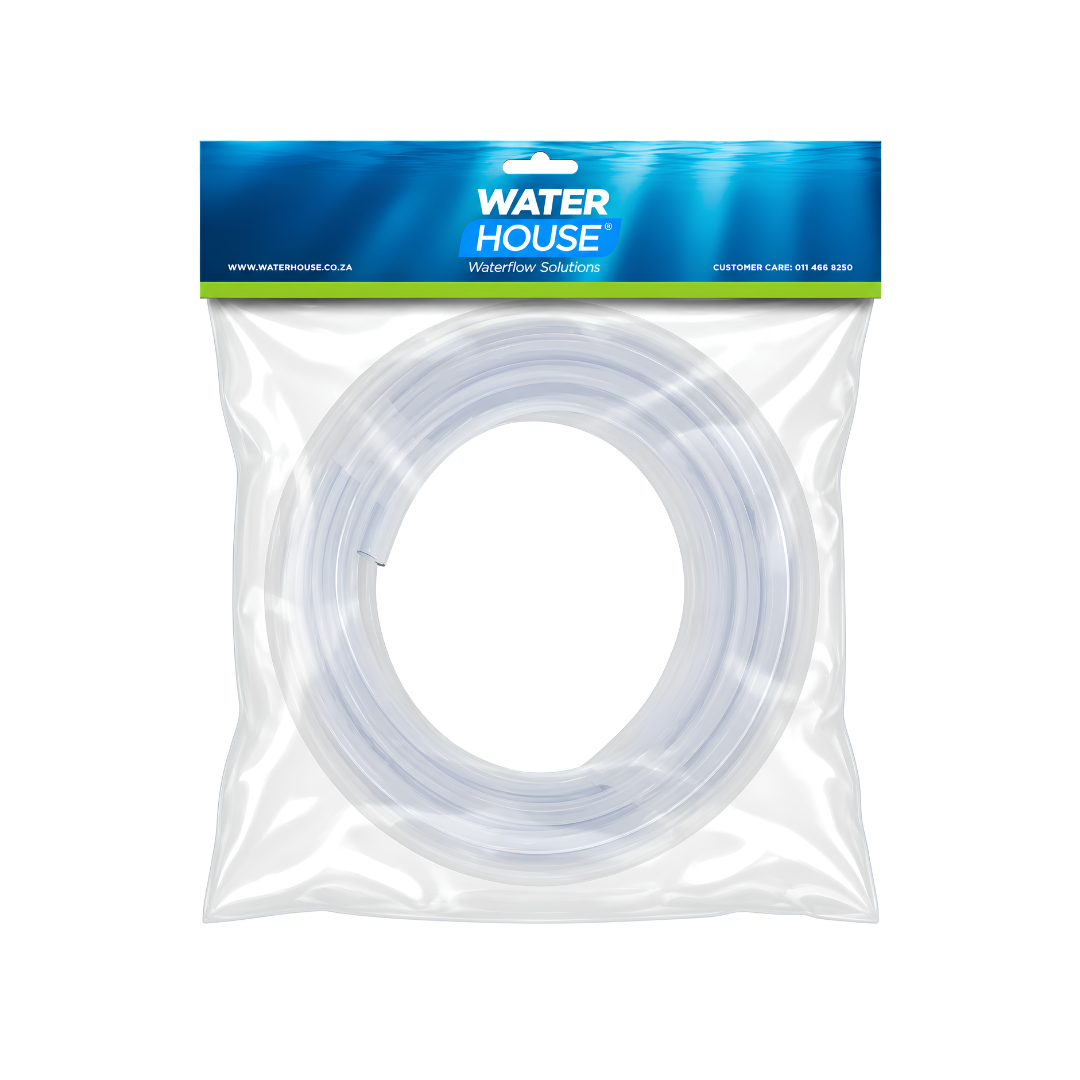 PVC Prepacked Clear Tubing Pipe 4m Roll, flexible transparent PVC tubing available in multiple sizes and single-wall or double-wall options for pond pumps, aquariums, fountains, water features and air pump connections.