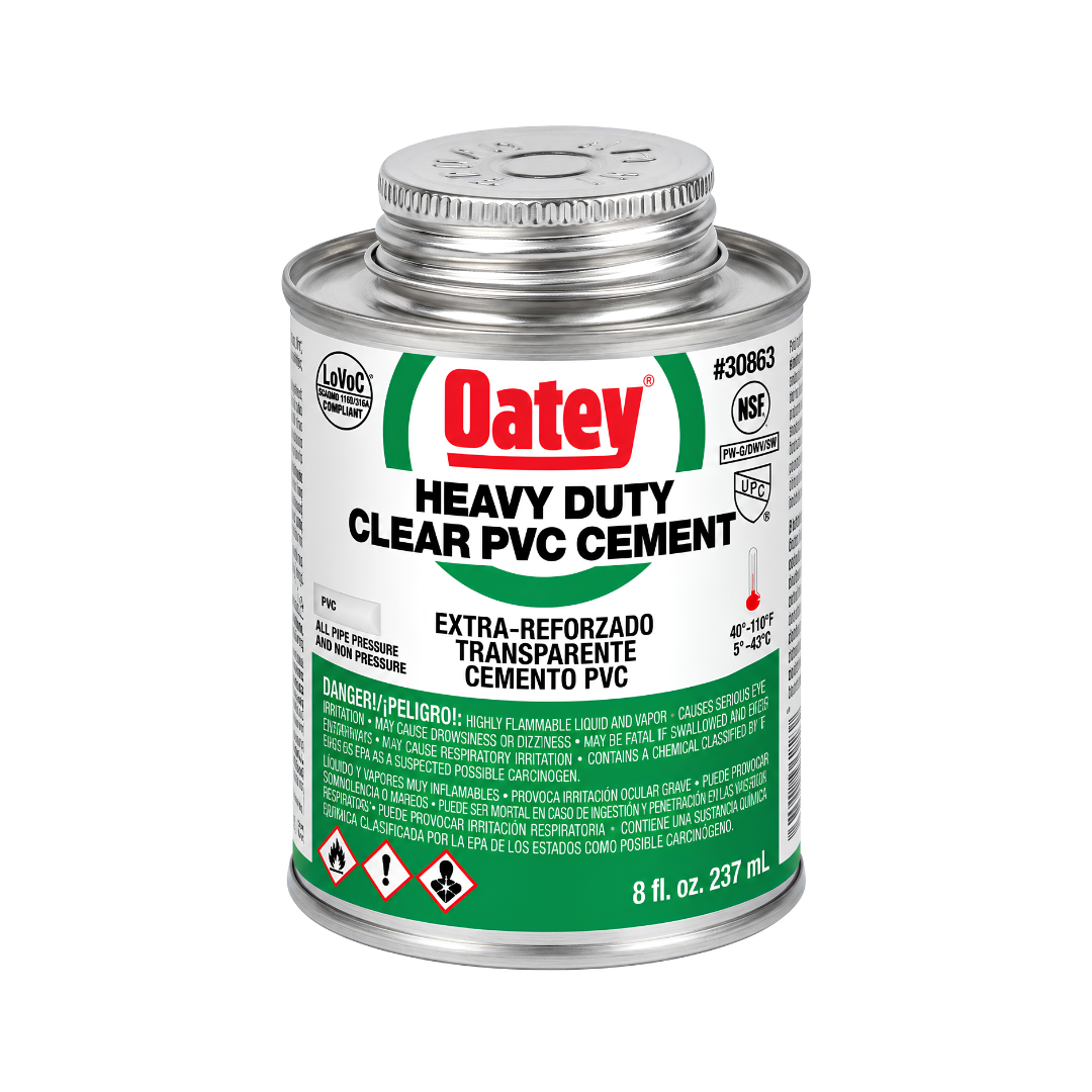 473ml PVC Solvent Cement glue container, fast-setting solvent-based adhesive designed for securely joining rigid PVC pipes and fittings in irrigation, pool plumbing and water supply systems.