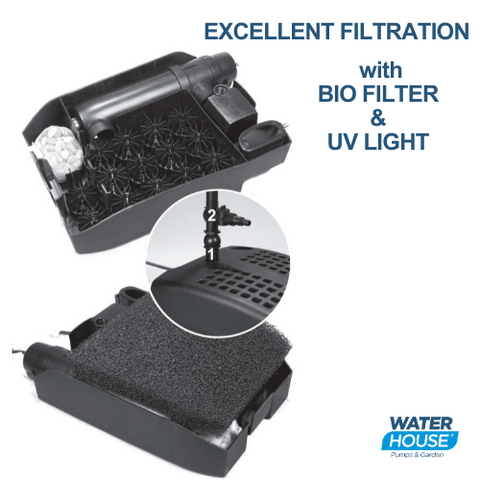 SUBMERSIBLE BIO-FILTER, PUMP AND UV FILTER