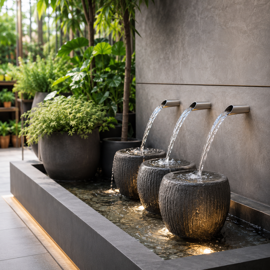 Stainless Steel Wall Spout for garden fountains, water walls, ponds and decorative water features