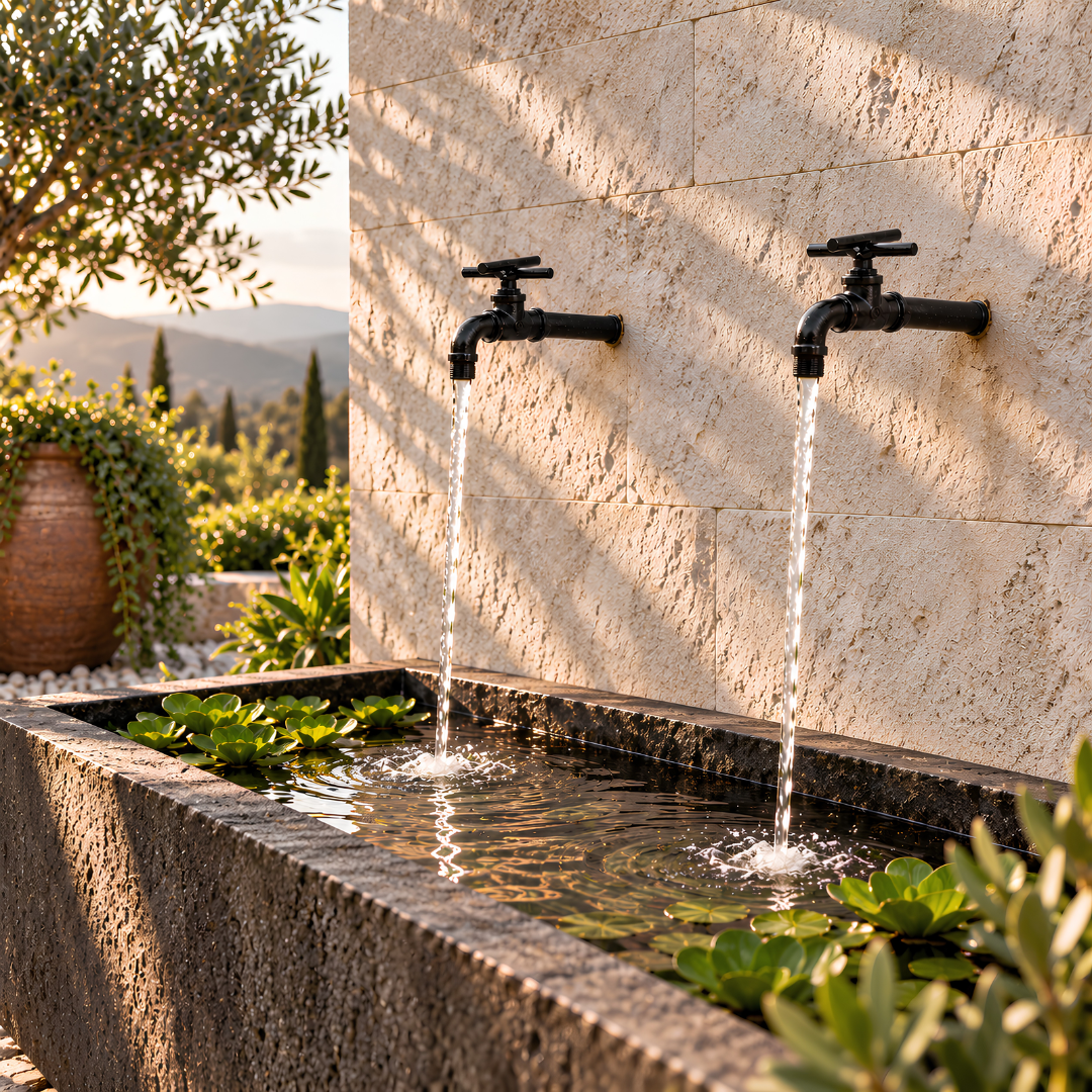 Vintage Tap Waterspout for ponds, fountains and wall-mounted water features, available in multiple decorative finishes