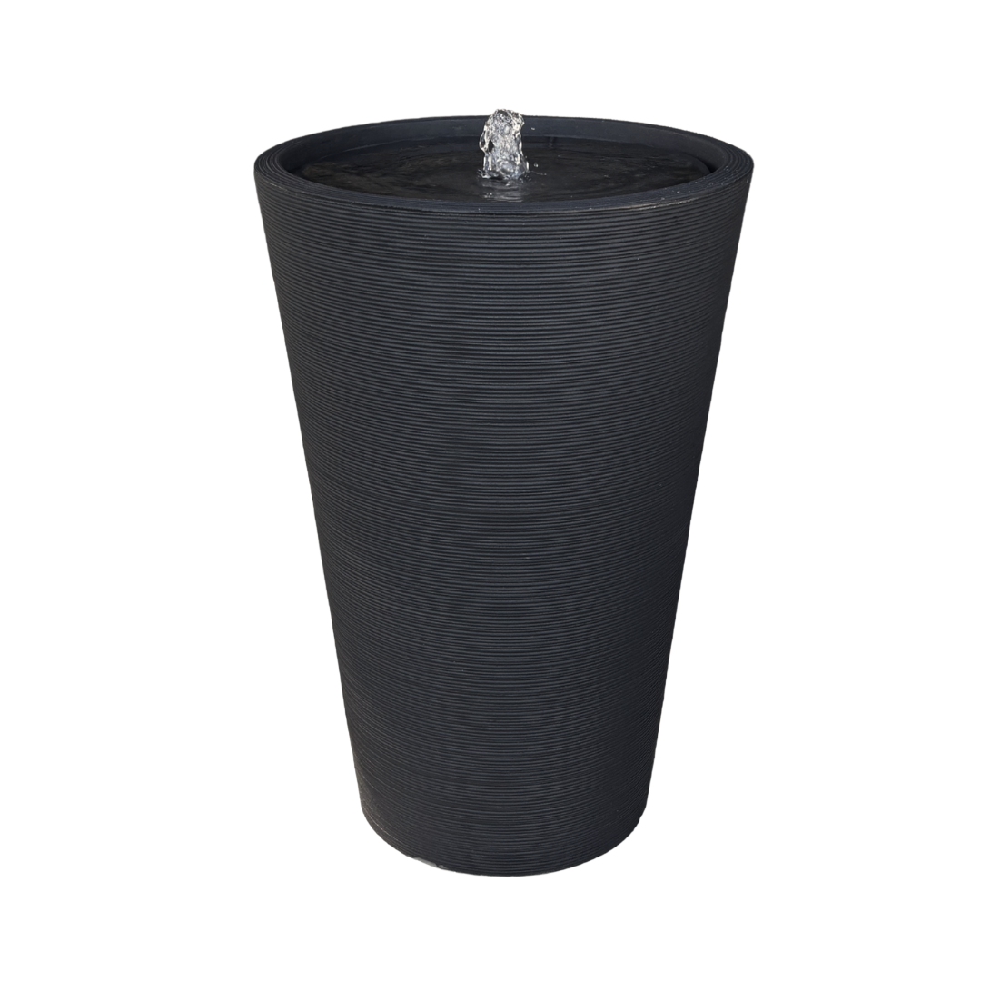 Textured Tempo contemporary outdoor water feature for gardens, patios, courtyards and landscaped spaces