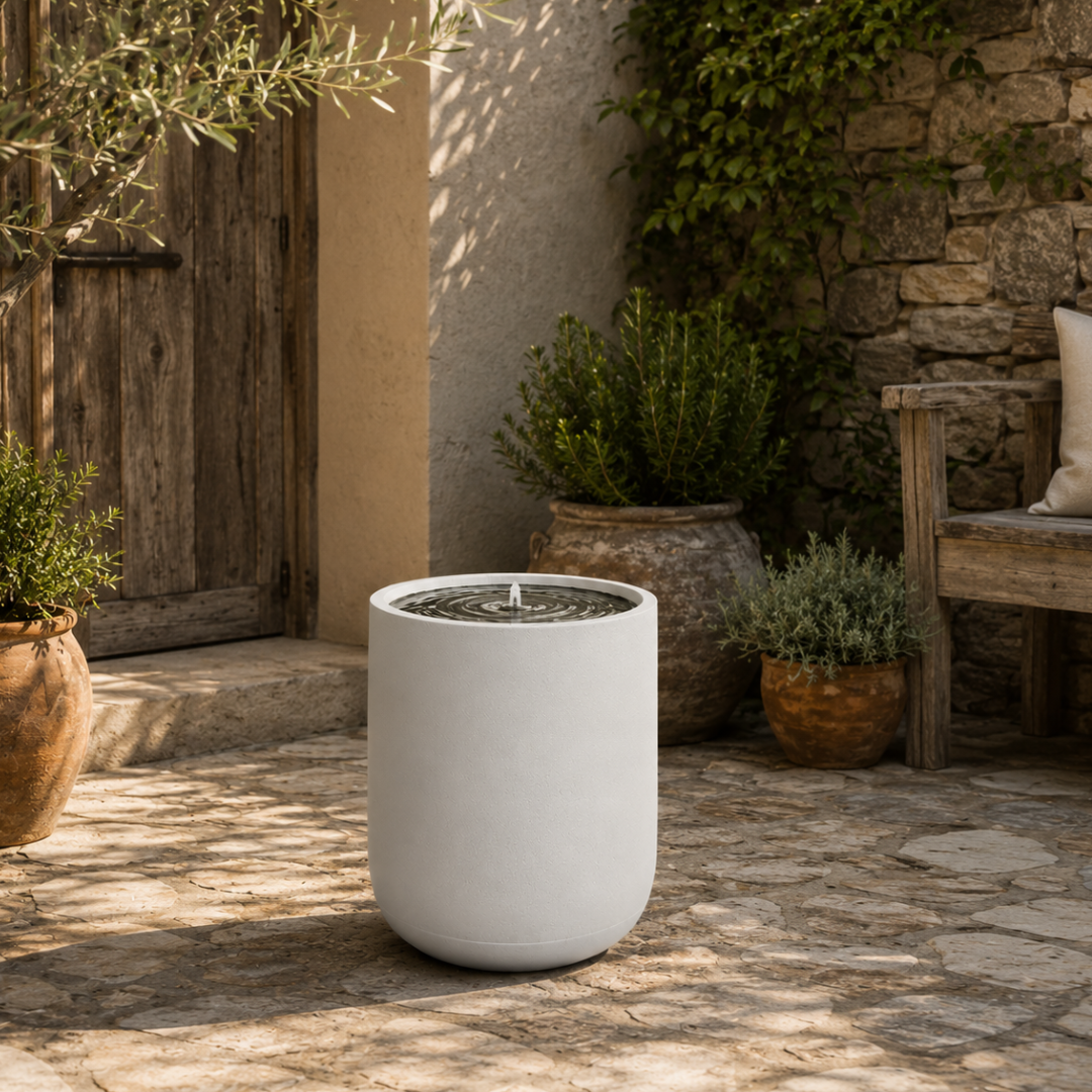 Urban Ripple contemporary outdoor water feature for gardens, patios, courtyards and landscaped spaces