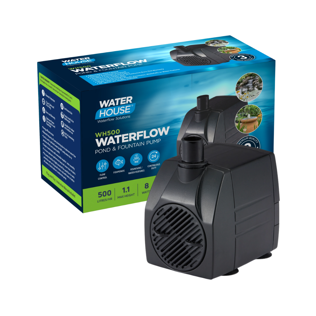 Waterhouse WH500 500 L/h Submersible Pond and Fountain Pump with 1.1m maximum lift for ponds, fountains and decorative water features