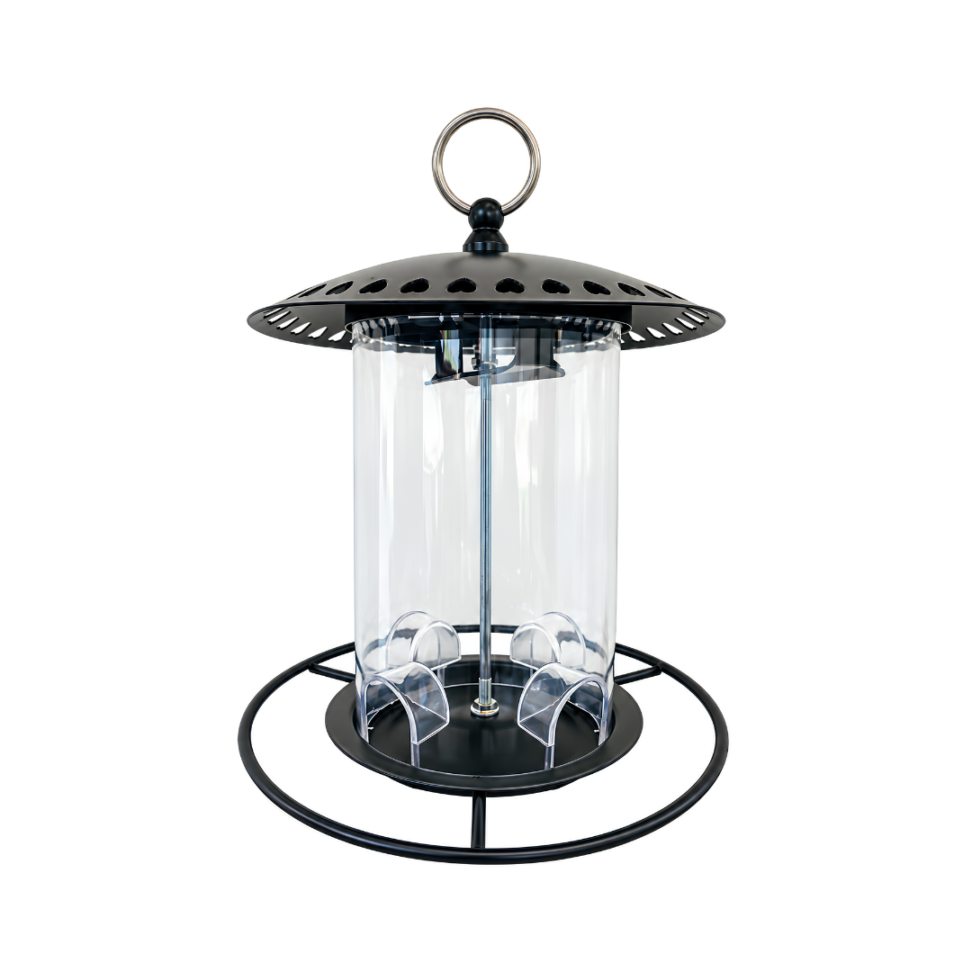 Waterhouse black heart metal bird feeder with decorative heart-shaped lid details and durable seed compartment for feeding garden birds