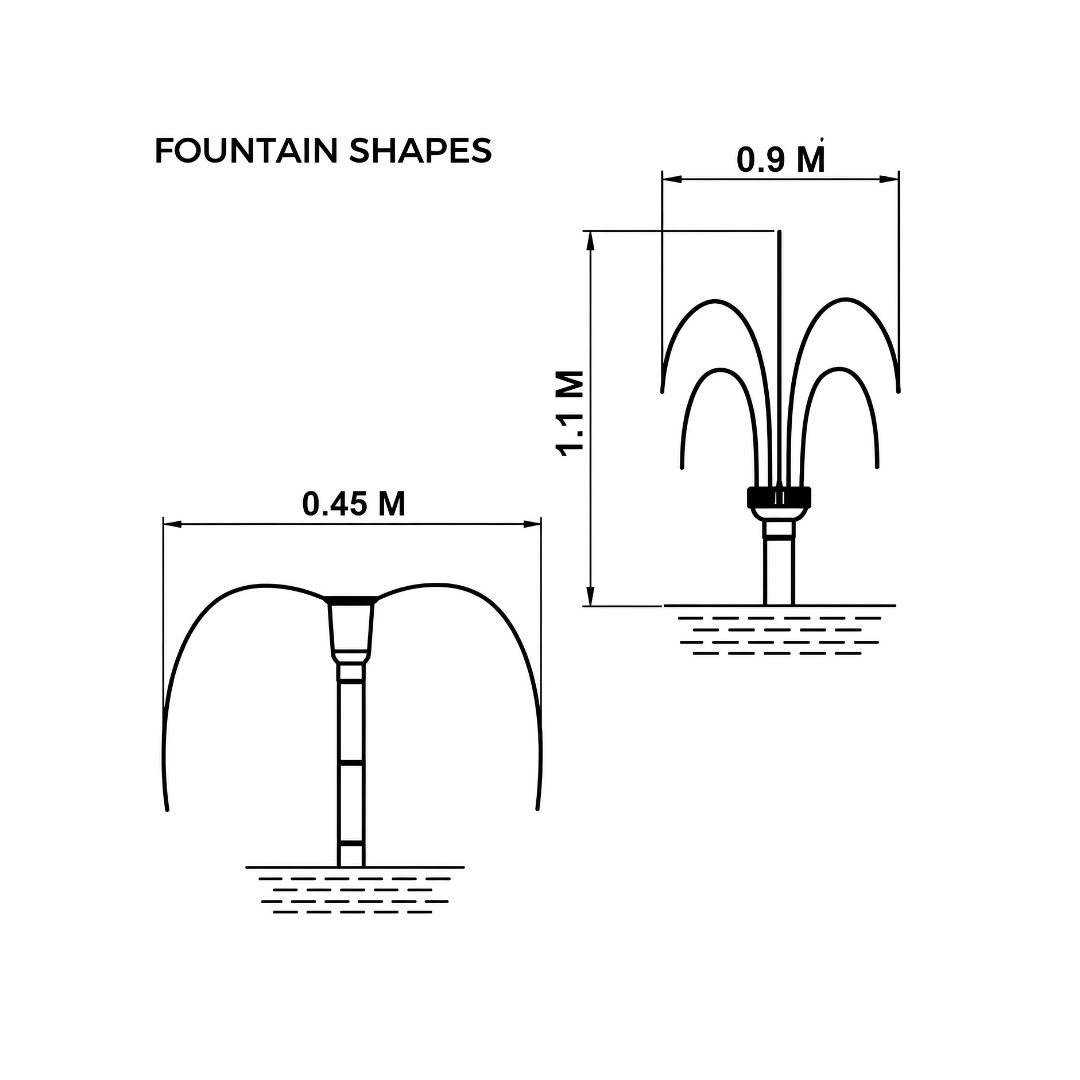 Waterhouse Solar Pond and Fountain Pump Kit 1400L/H with 25W solar panel, 18V 10W submersible fountain pump, two interchangeable fountain nozzles and extension pipes for garden ponds and outdoor water features.