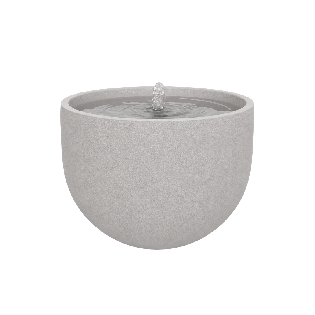 ZenSphere Fountain Bowl contemporary outdoor water feature for gardens, patios, courtyards and landscaped spaces