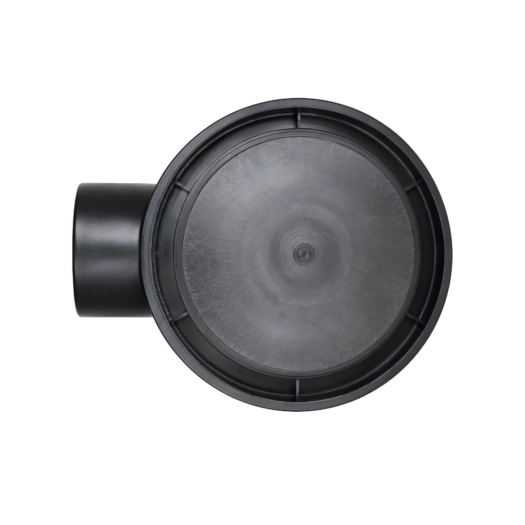 110mm Concrete Bottom Drain with screw-top lid for koi ponds, fish ponds and garden ponds, designed to remove settled waste and sludge through a pond filtration system.