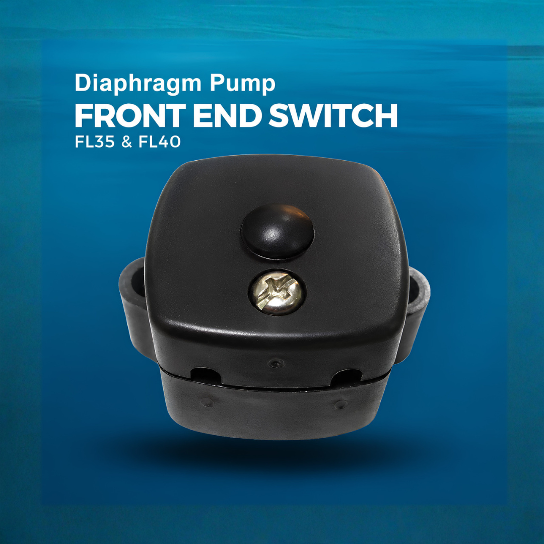 FL35 35 PSI automatic pressure control switch for compatible 12V DC diaphragm water pumps, designed to start and stop the pump automatically when water taps or valves are opened and closed.