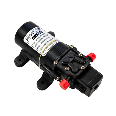 12 Volt DC 002 Diaphragm Pump, compact 42W self-priming water pressure booster pump with 4.2 L/min maximum flow and 2.5 bar pressure for caravans, boats, camper vans and 4x4 water systems.