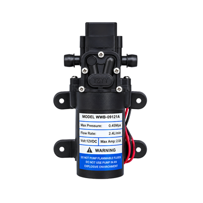 12 Volt DC 002 Diaphragm Pump, compact 42W self-priming water pressure booster pump with 4.2 L/min maximum flow and 2.5 bar pressure for caravans, boats, camper vans and 4x4 water systems.