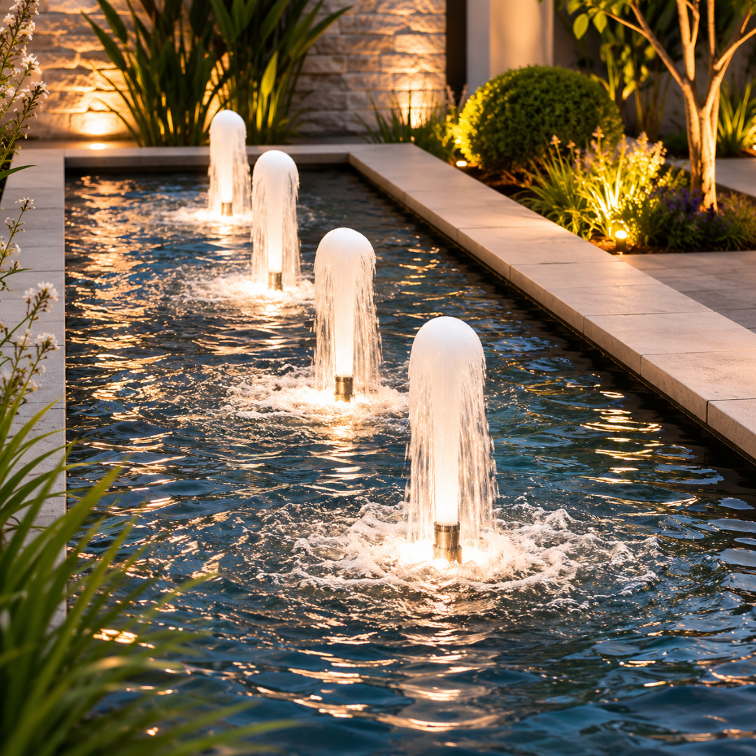25mm Stainless Steel and Plastic Foam Jet Fountain Nozzle for ponds, garden fountains and decorative water features