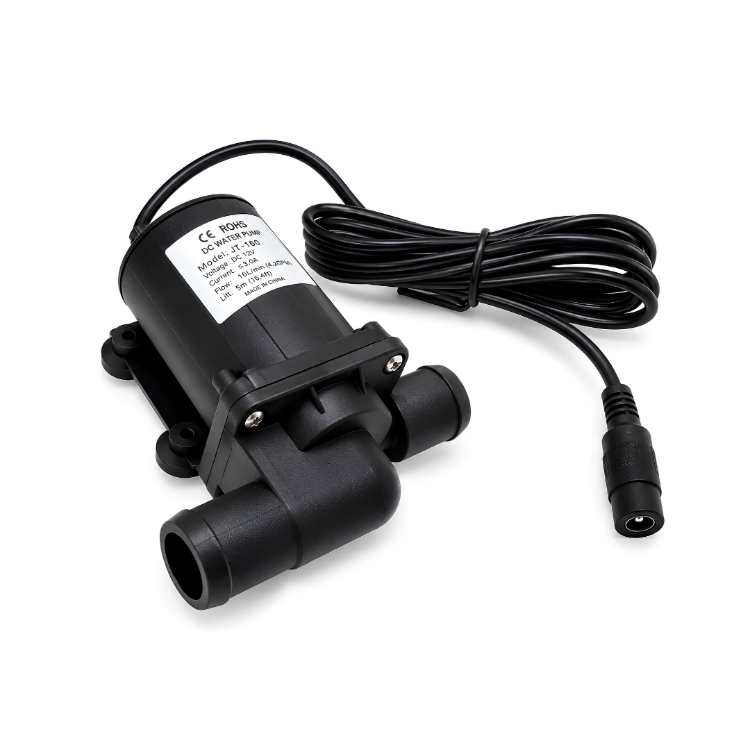 900 L/H Hot Water Solar DC Water Pump WH-XFDC5000-HOT, compact 12V 18W brushless circulation pump with 5m maximum head for solar hot water systems, heating, cooling and water circulation.