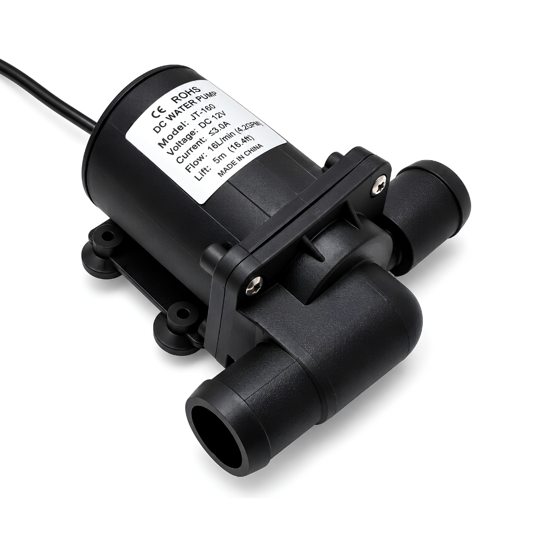 900 L/H Hot Water Solar DC Water Pump WH-XFDC5000-HOT, compact 12V 18W brushless circulation pump with 5m maximum head for solar hot water systems, heating, cooling and water circulation.