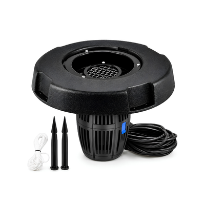 All-in-One Floating Fountain for ponds, dams, lakes and large decorative water features with water spray display and aeration