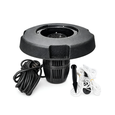 All-in-One Floating Fountain for ponds, dams, lakes and large decorative water features with water spray display and aeration