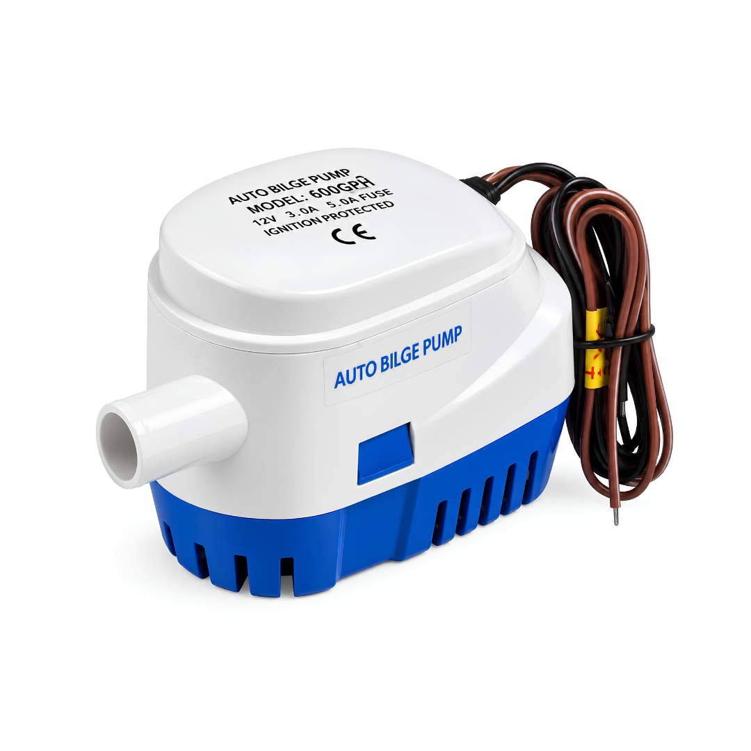 12V automatic submersible bilge pump with built-in switch, 4160L/h flow and 5m maximum head for boats and clean water drainage