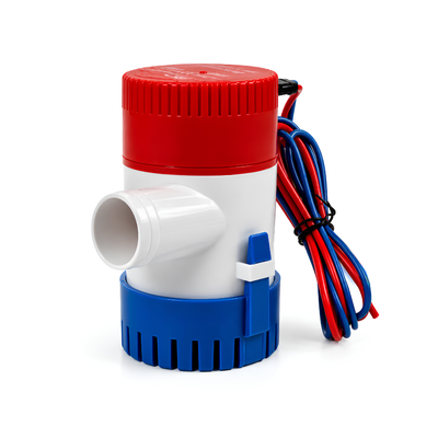 Automatic Bilge 12V Solar Pump with 4100 L/h maximum flow rate, 4m maximum head, automatic water detection, durable ABS housing and 25mm outlet for fishing boats, marine bilges and water drainage.