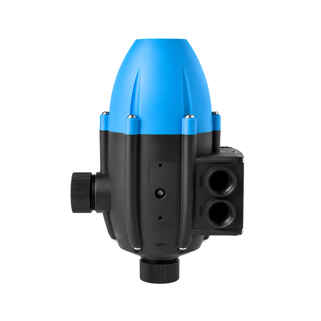 Automatic Pump Controller DTDS-3 electronic pressure switch for household water pumps, garden irrigation and water pressure boosting systems. 240V automatic pump controller with adjustable 1.5 Bar starting pressure, 10 Bar maximum working pressure, dry-run protection, built-in non-return valve and 1-inch connections.