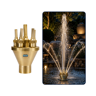 Brass and Stainless Steel Adjustable Multi Water Jet Fountain Nozzle for ponds, fountains and decorative water features