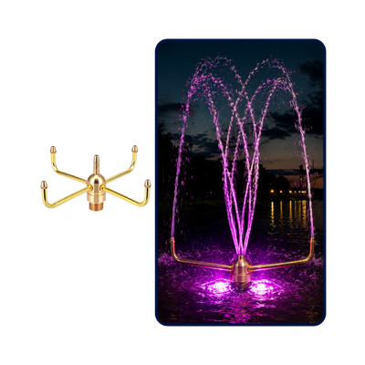 Brass Rotary Fountain Nozzle for spinning water displays, ponds, garden fountains and decorative water features