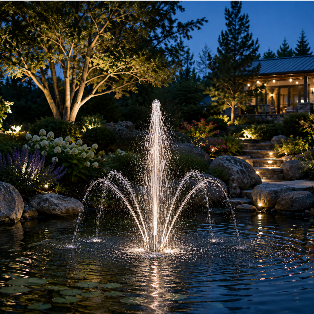 Brass and Stainless Steel Adjustable Multi Water Jet Fountain Nozzle for ponds, fountains and decorative water features