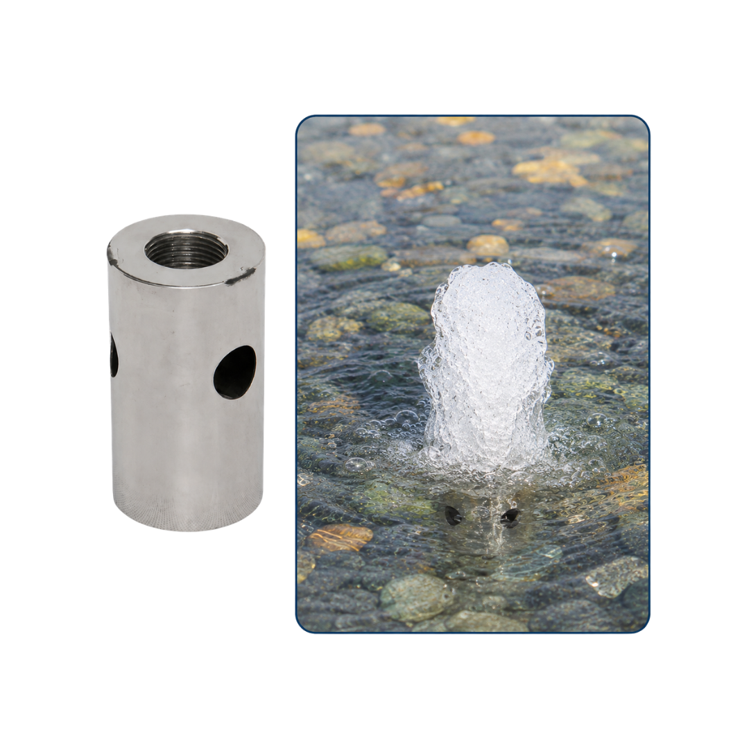 Cup Bubbler Fountain Nozzle for aerated bubbling water effects in ponds, garden fountains and decorative water features