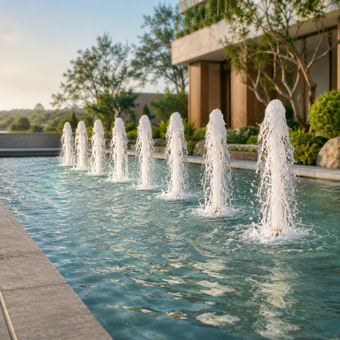 Cascade Fountain Nozzle for aerated cascading water effects in ponds, garden fountains and decorative water features