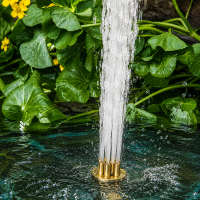 Brass Central Upright Fountain Nozzle with female connection for creating strong vertical water jets in ponds, pools and decorative water features