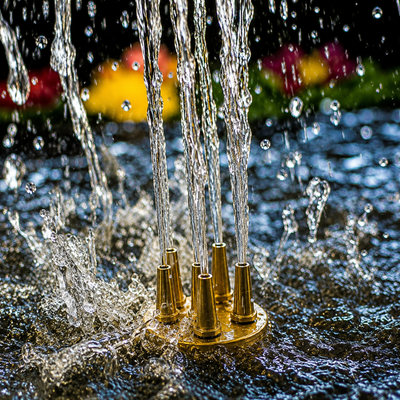 Brass Central Upright Fountain Nozzle with female connection for creating strong vertical water jets in ponds, pools and decorative water features