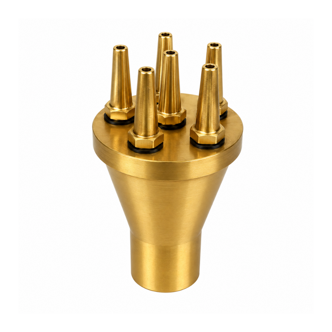 Brass Central Upright Fountain Nozzle with female connection for creating strong vertical water jets in ponds, pools and decorative water features