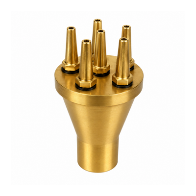 Brass Central Upright Fountain Nozzle with female connection for creating strong vertical water jets in ponds, pools and decorative water features