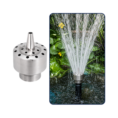 Column Flow Fountain Nozzle for creating clear vertical water columns in ponds, garden fountains and decorative water features
