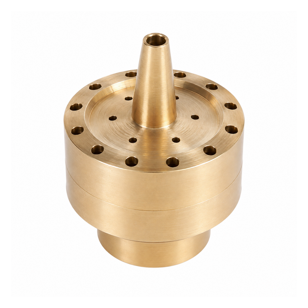 Column Flow Fountain Nozzle for creating clear vertical water columns in ponds, garden fountains and decorative water features
