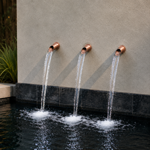 Copper Wall Spout for garden fountains, ponds, water walls and decorative water features