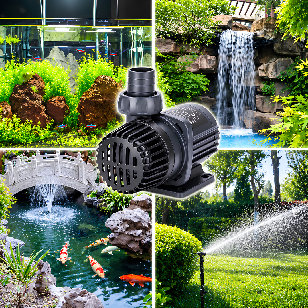 Jebao DC Sine Wave Marine Water Pump DCP-15000 and DCP-20000 with adjustable flow controller, energy-efficient DC motor and dry-run protection for marine aquariums, freshwater systems and ponds.
