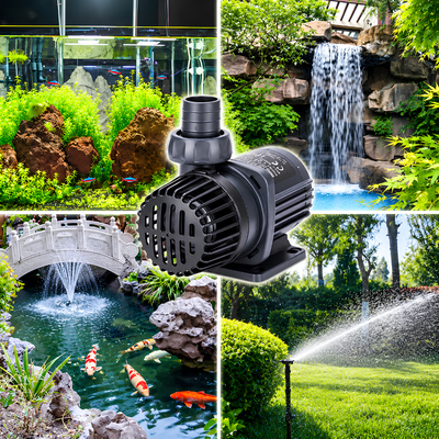 Jebao DC Sine Wave Marine Water Pump DCP-15000 and DCP-20000 with adjustable flow controller, energy-efficient DC motor and dry-run protection for marine aquariums, freshwater systems and ponds.