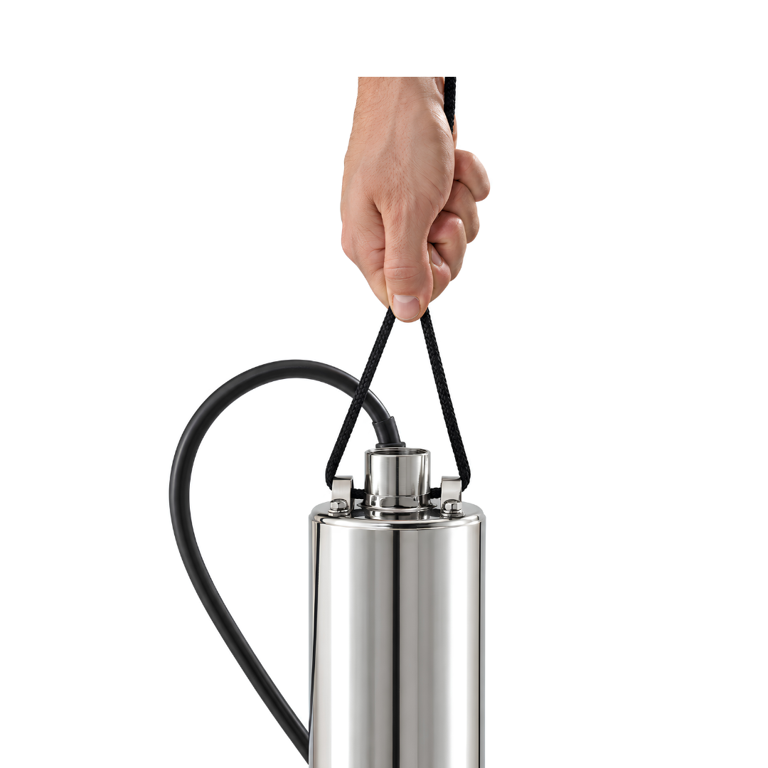 Deep Well Pump 40m Height submersible water pump with 4,500 L/h maximum flow, 230V motor, 20m cable, 25mm outlet and stainless steel motor cover for JoJo tank water supply, household pressure boosting and garden irrigation.