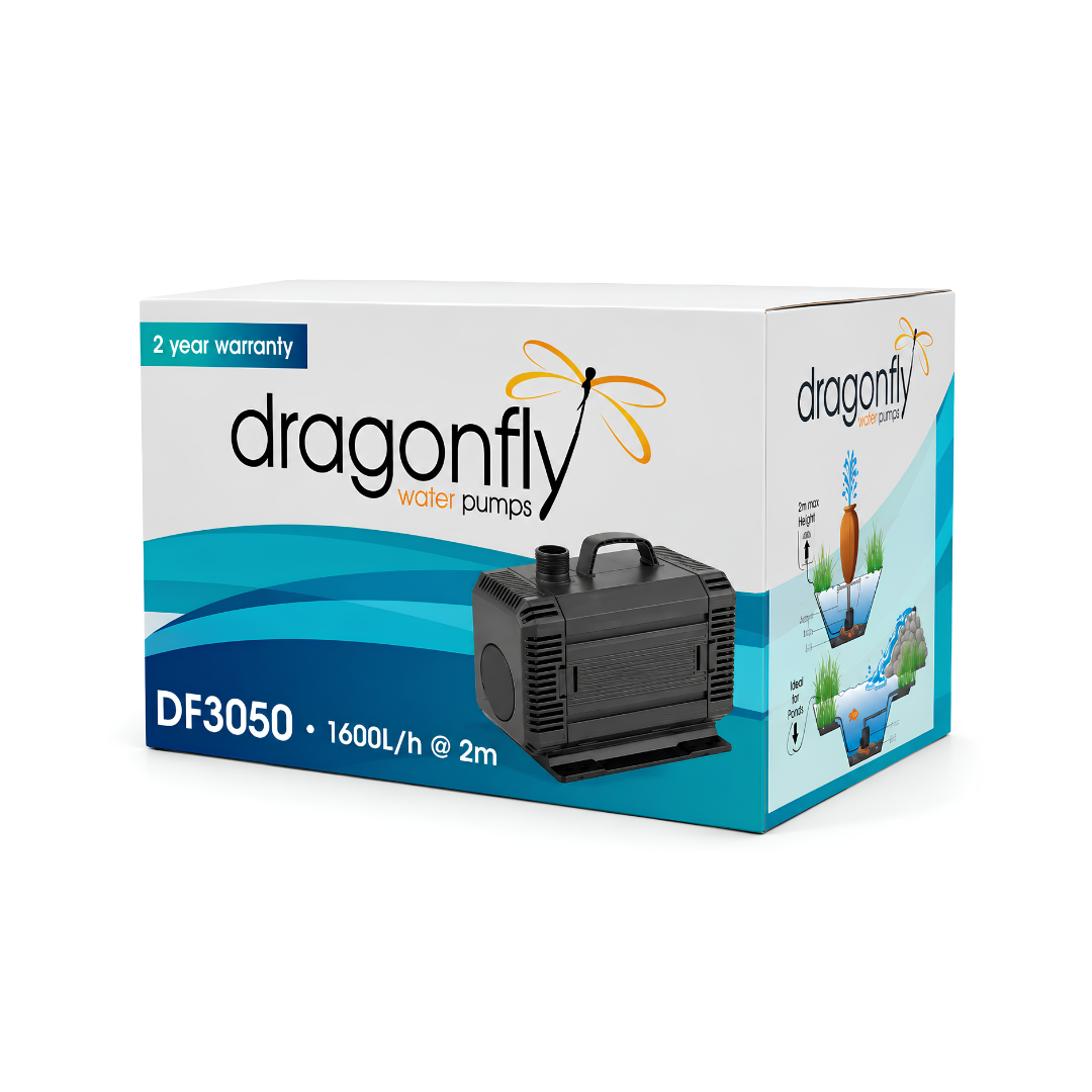 Dragon Fly DF3050 85W water feature pond pump with 3000L/h maximum flow, 3.5m head and 5m cable for fountains, aquariums and koi ponds